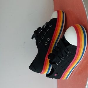 ROCKET DOG Women's 7 Black Rainbow Canvas Sneakers